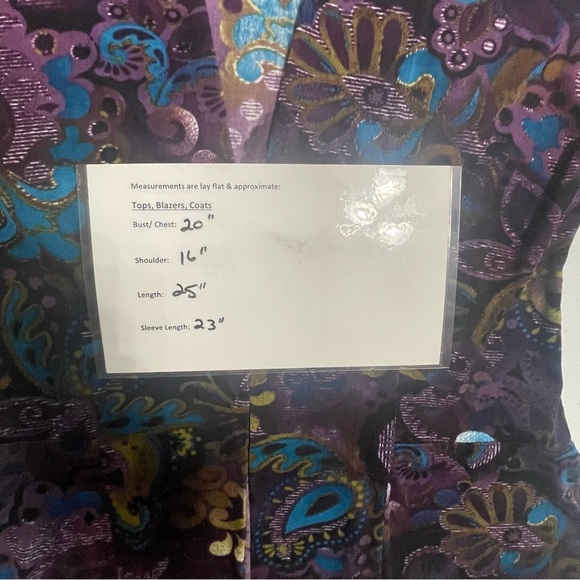 VTG CHICOS TRAVELERS Sz 1 Purple Turquoise Blue Slinky Cardigan - Picture 10 of 11